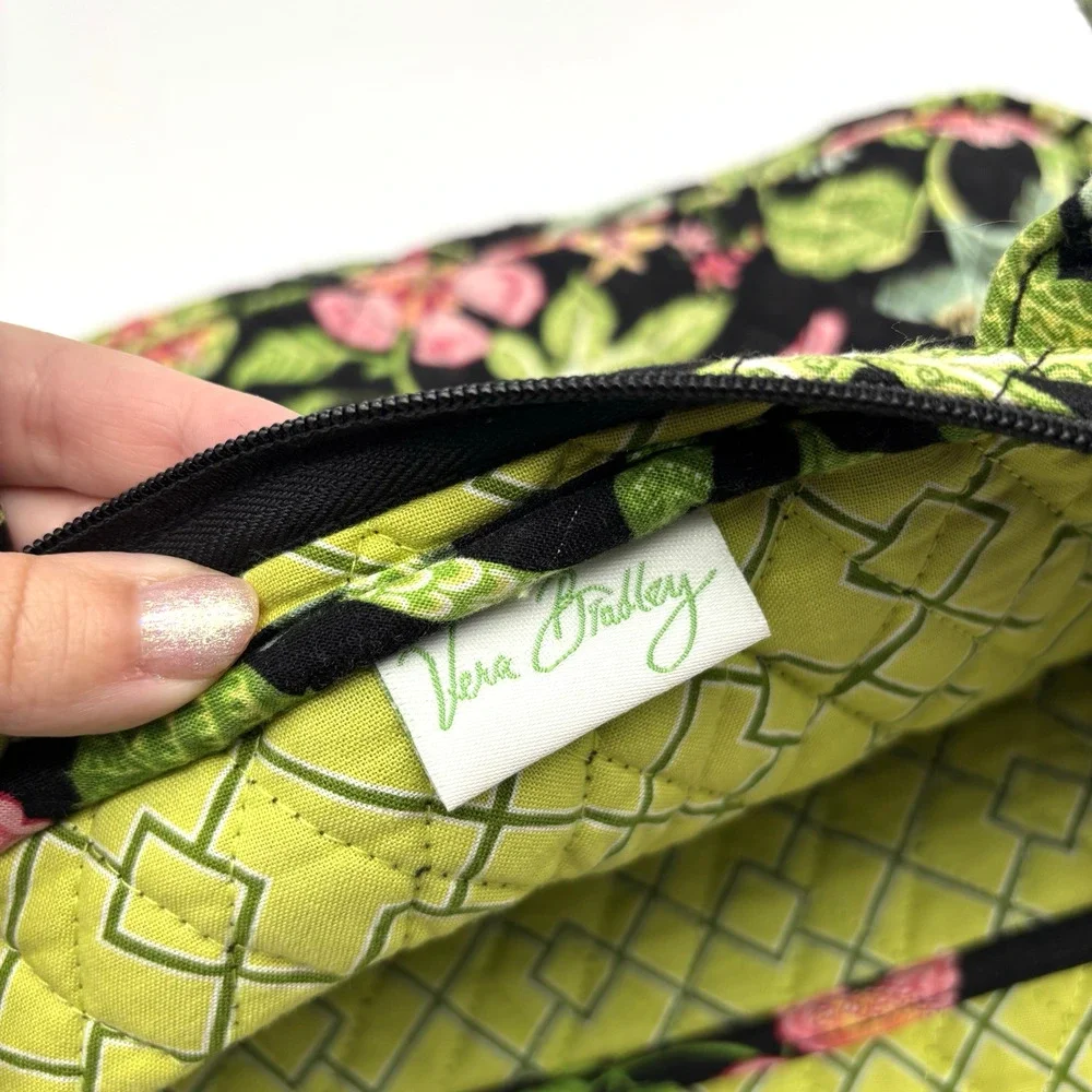 2007 Vera Bradley Retired Botanica Black Green Floral Quilted Laptop Case 14x11